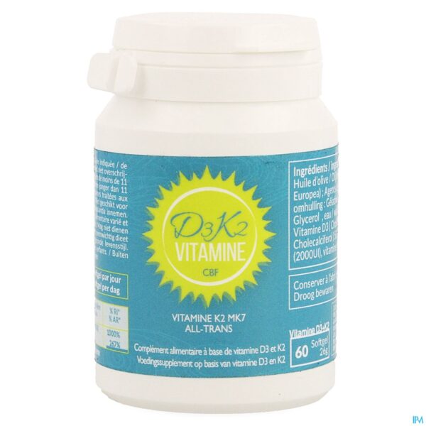 Packshot Vitamine D3 K2 Cbf Softgels 60