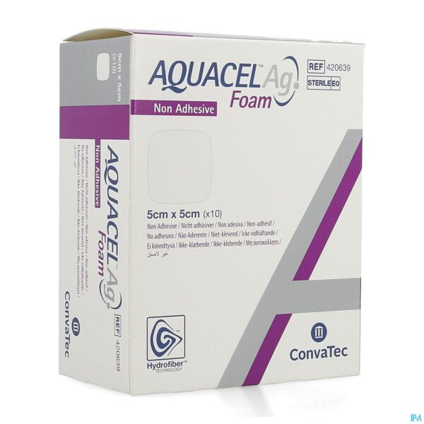 Packshot Aquacel Ag Foam Non Adhesief 5x5cm 10