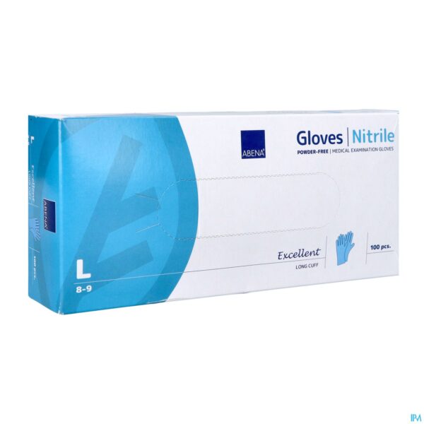 Packshot Abena Excellent Handschoen Nitrile l Blauw