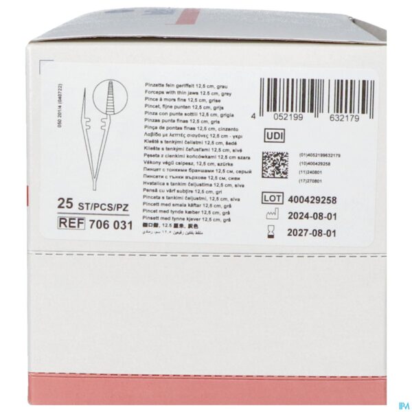 Packshot Mediset Pincet Fijne Punt.grijs 12,5cm 25 7060313