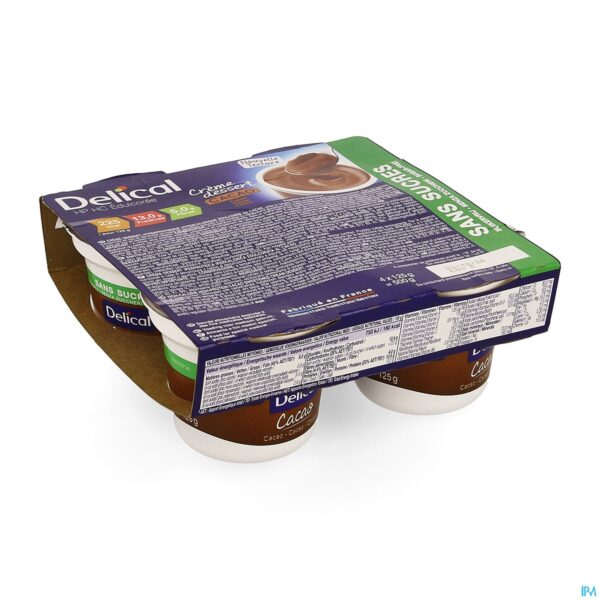 Packshot Delical Creme Dessert Hp-hc Z/suiker Cacao 4x124g