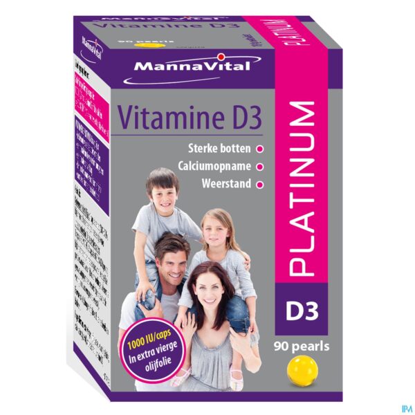 Packshot Mannavital Vitamine D3 Platinum Caps 90