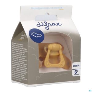 Packshot Difrax Fopspeen Dental 6m+ Uni/pure Geel/honey