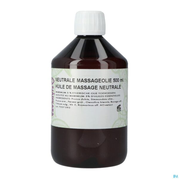 Packshot Sjankara Massageolie Neutraal 500ml