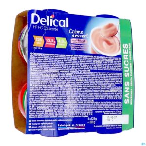 Packshot Delical Creme Z/suikers Aardbei 4x125g
