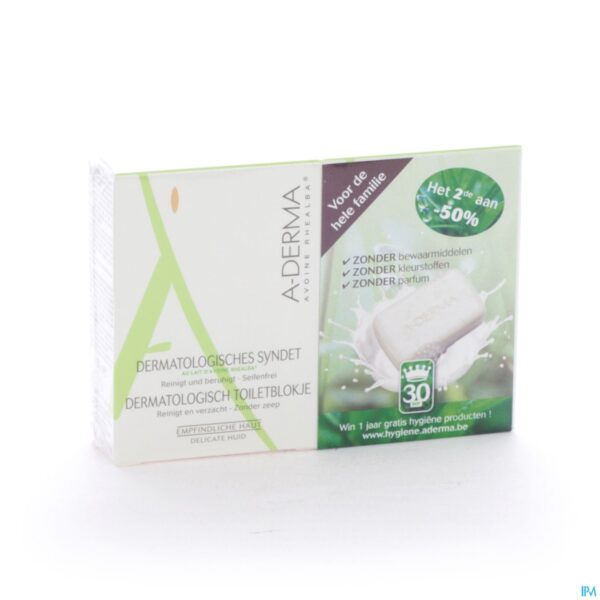 Packshot Aderma Havermelk Duo Wasstuk 2x100g 2de -50%