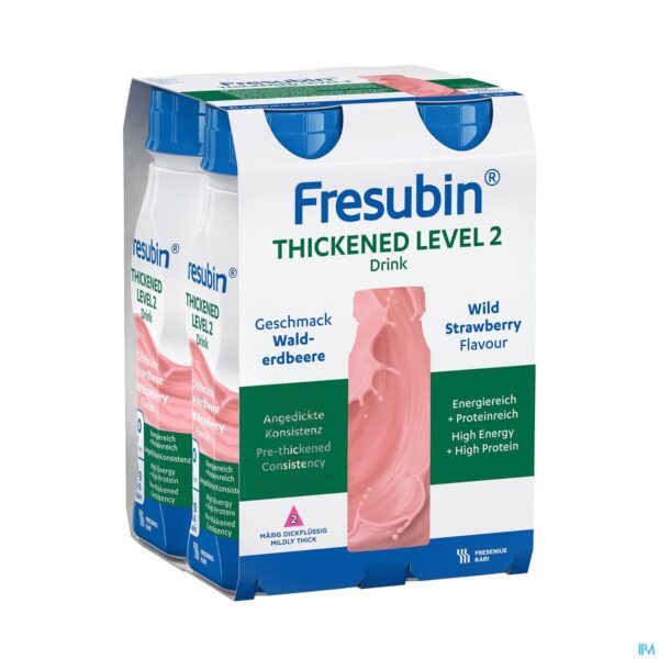 Packshot Fresubin Thickened Level 2 Drink Aardbei 4x200ml