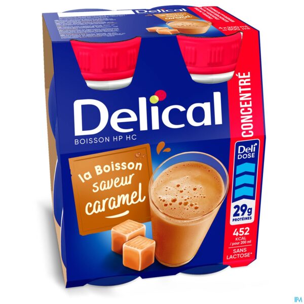 Packshot Delical Hp Hc Drank Geconc. Karamel 4x200ml