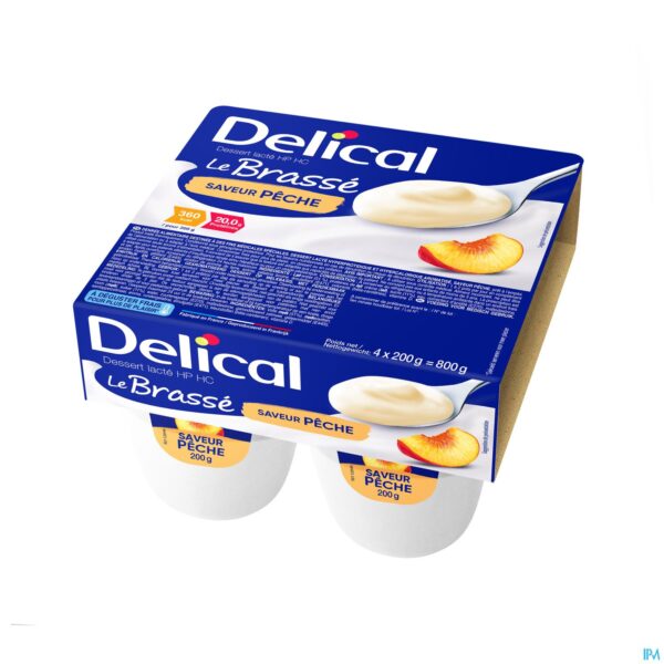 Packshot Delical Le Brasse Perzik 4x200g