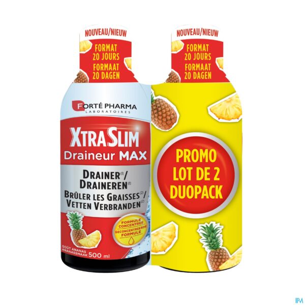 Packshot Xtraslim Draineur Max Duo 2x500ml Packshot Xtraslim Draineur Max Duo 2x500ml