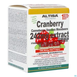 Packshot Altisa Cranberry 242mg Extract Advanced V-caps 45