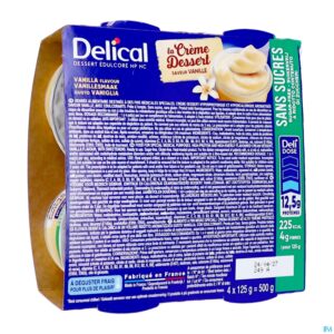 Packshot Delical Creme Dessert Z/suiker Vanille 4x125g