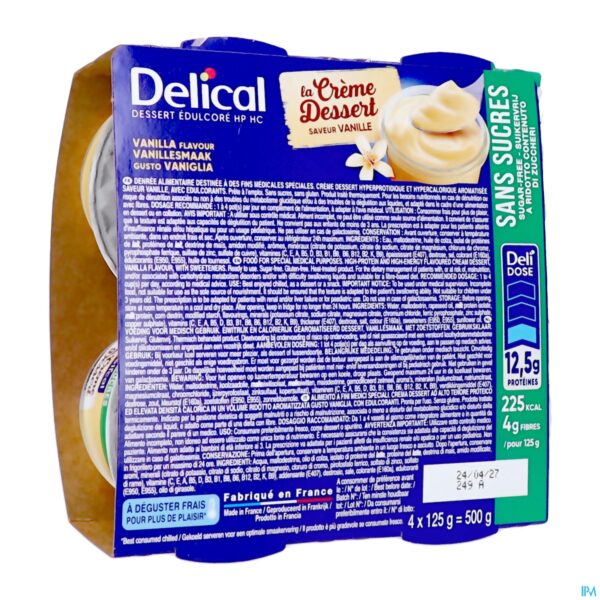 Packshot Delical Creme Dessert Z/suiker Vanille 4x125g Packshot Delical Creme Dessert Z/suiker Vanille 4x125g