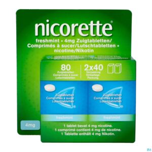 Packshot Nicorette Freshmint 4mg Zuigtabl Z/suiker 80 Nf