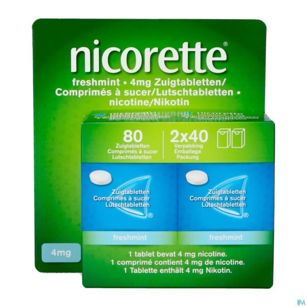 Packshot Nicorette Freshmint 4mg Zuigtabl Z/suiker 80 Nf