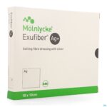 Packshot Exufiber Ag Gel.fibre Dressing Ster 10 X 10cm 10