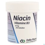Packshot Niacin 10mg Caps 240 Deba