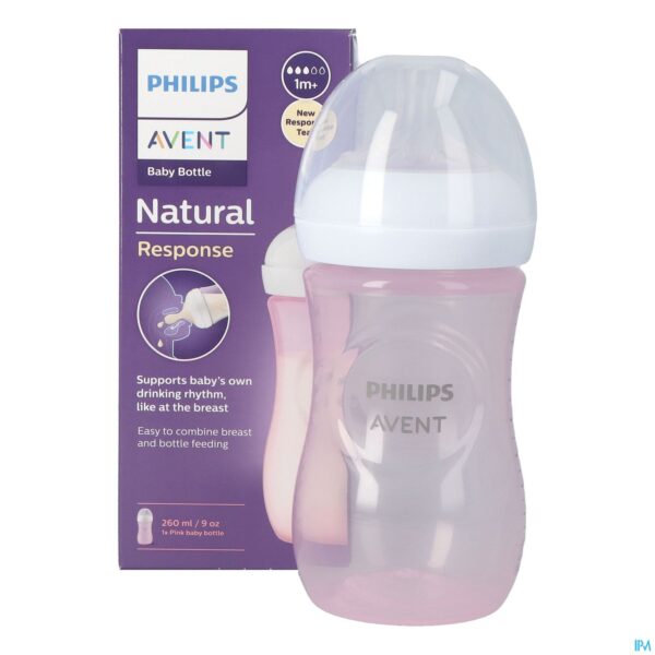 Productshot Philips Avent Natural 3.0 Zuigfles Roze 260ml
