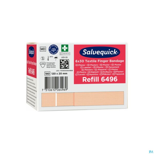 Packshot Salvequick Lange Vingerpleister Textiel 6496