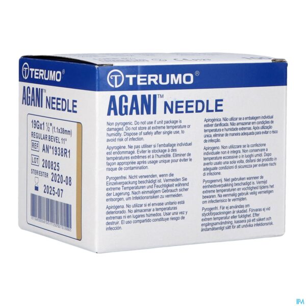 Packshot Terumo Naald Agani 19g 1 1/2 Rb Ivoor 100
