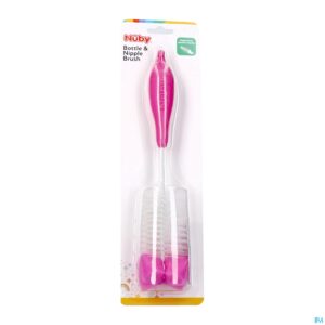 Packshot Nuby Borstel 2in1+spons Blauw/gr/roze 6