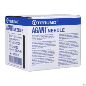 Packshot Terumo Naald Agani 22g 1 1/4 Rb Zwart 100