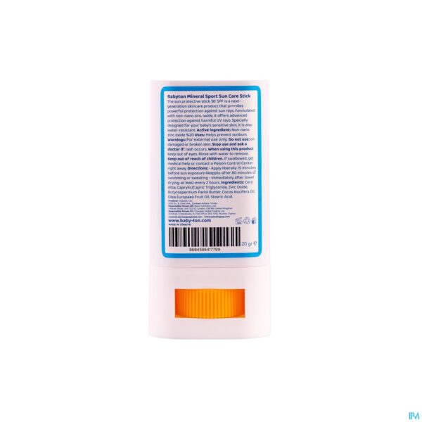 Packshot Babyton Natuurl. Minerale Zonnecr Spf50 Stick 20g