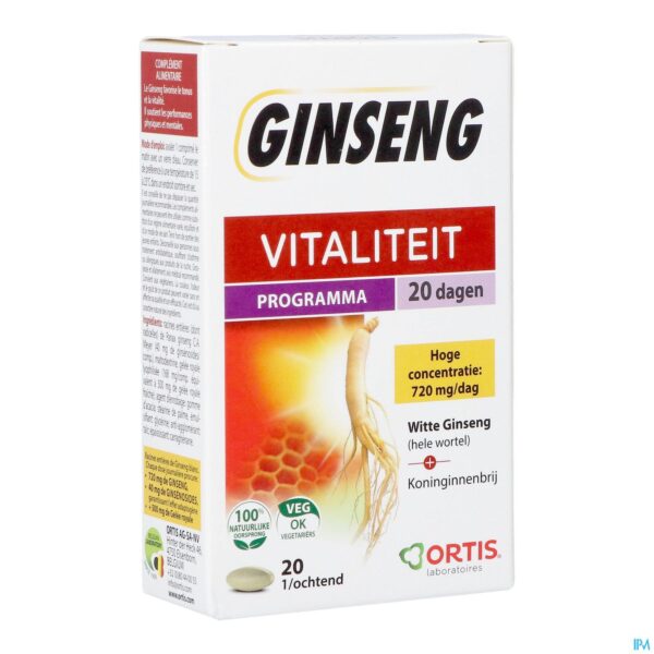 Packshot Ortis Vitalite Ginseng 20 Tabl 20