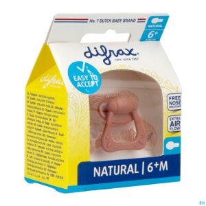 Packshot Difrax Fopspeen Natural 6m+ Steenrood-print