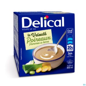 Packshot Delical Soupe Veloute Poireaux Pdt & Creme 4x200ml
