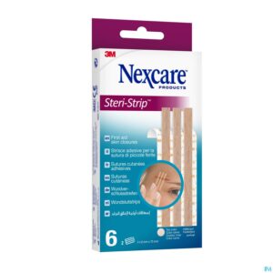 Packshot Nexcare 3m Steri-strip Wondsluit. Beige 6mmx75mm 6