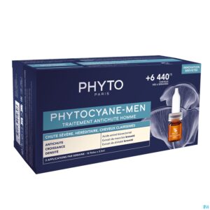 Packshot Phytocyane Men Trait. Chute Progr. Fioles 12x3,5ml