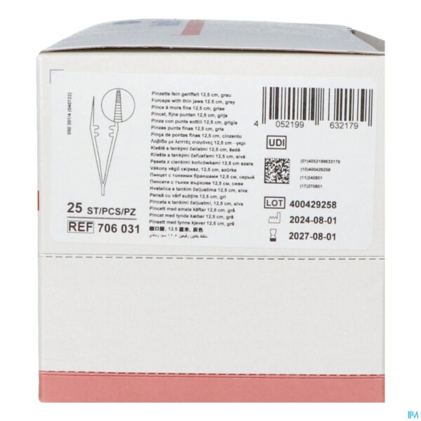 Packshot Mediset Pincet Fijne Punt.grijs 12,5cm 25 7060313