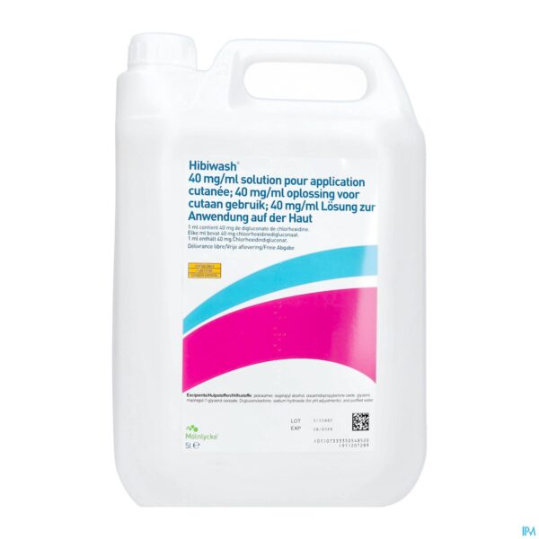 Packshot Hibiwash 40mg/ml Opl Cutaan Gebruik 5l
