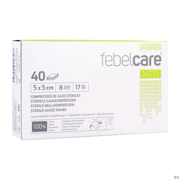 Packshot Febelcare Med1 Steriele Gaaskompres 5,0x5,0cm 40x1