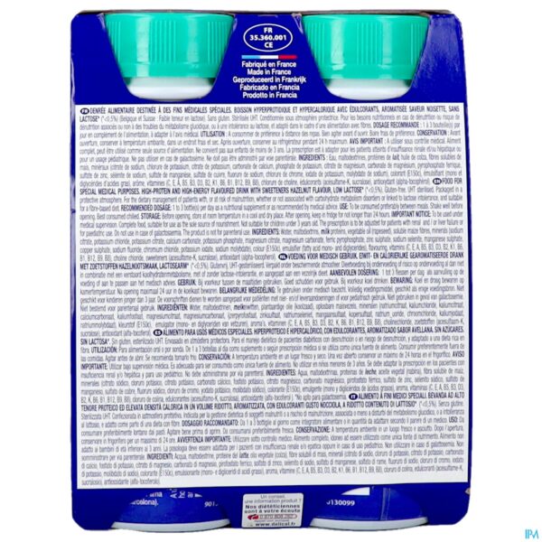 Packshot Delical Melkdrank Z/suiker Hazelnoot 4x200ml