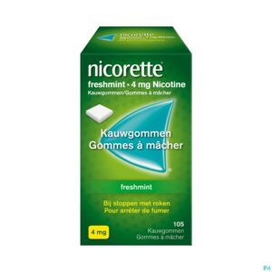 Packshot Nicorette Freshmint Kauwgom Suikervrij 105x4mg
