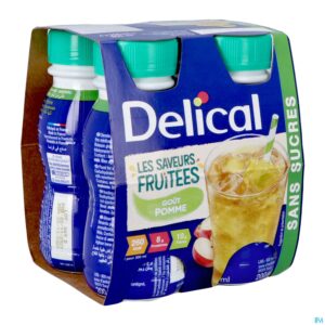 Packshot Delical Fruitdrink Z/suiker Appel 4x200ml