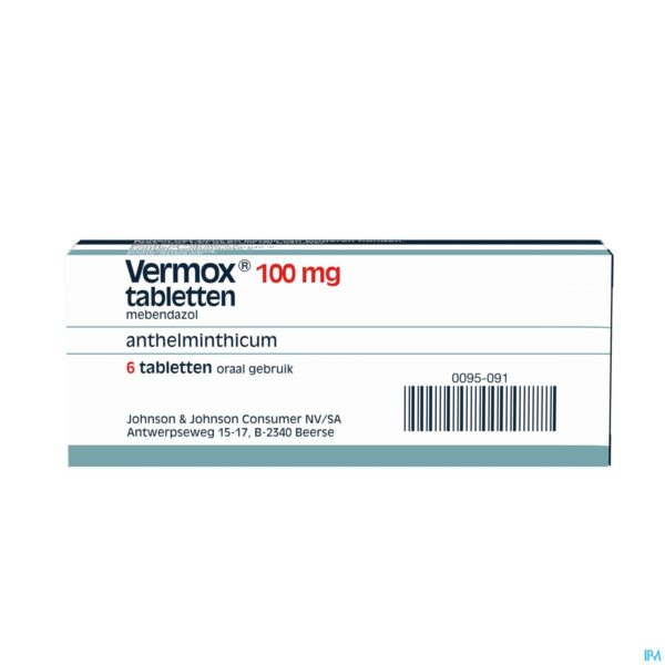 Packshot Vermox Tabl 6x100mg Packshot Vermox Tabl 6x100mg