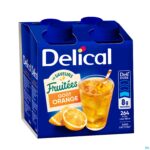 Packshot Delical Fruitdrink Sinaasappel 4x200ml