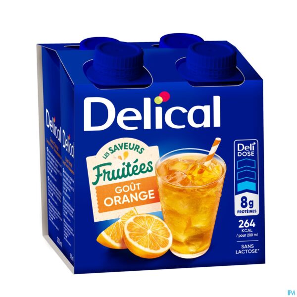Packshot Delical Fruitdrink Sinaasappel 4x200ml