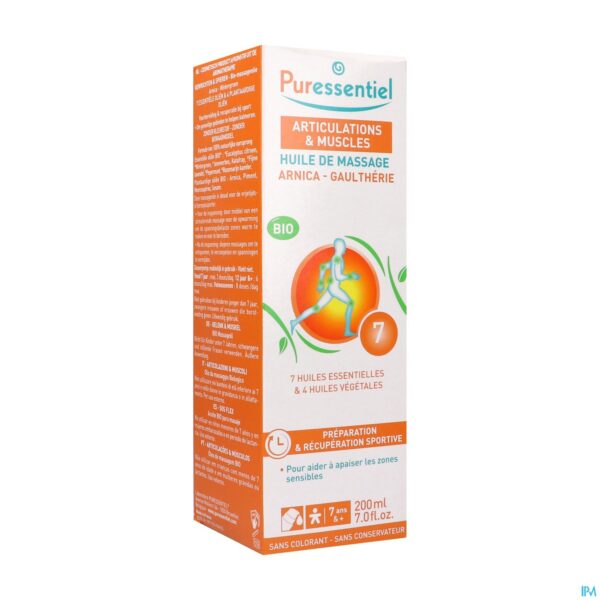 Packshot Puressentiel Gewrichten Mas.olie Arnica Bio 200ml