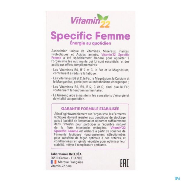 Packshot Vitamin 22 Specific Femme Caps 60