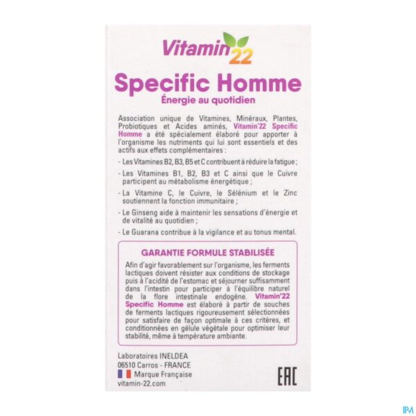 Packshot Vitamin 22 Specific Homme Caps 60