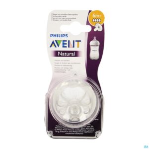 Packshot Philips Avent Natural 2.0 Zuigspeen 4 Gaatjes SCF044/27