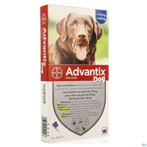 Packshot Advantix 400/2000 Honden 25<40kg Fl 4x4,0ml