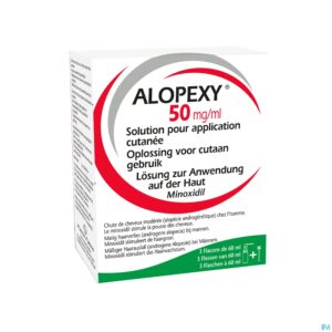 Packshot Alopexy 50mg/ml Opl Cutaan Gebruik Fl 3x60ml