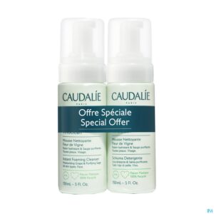 Packshot Caudalie Vinoclean Mousse Rein.fleur Vigne 2x150ml