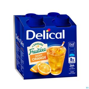Packshot Delical Fruitdrink Sinaasappel 4x200ml