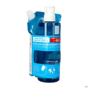 Packshot Lrp Effaclar Gel Mouss.400ml + Refill 400ml -50%